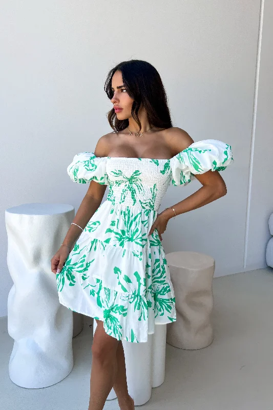 KARMA DRESS - WHITE / GREEN