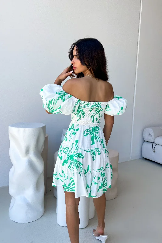 KARMA DRESS - WHITE / GREEN