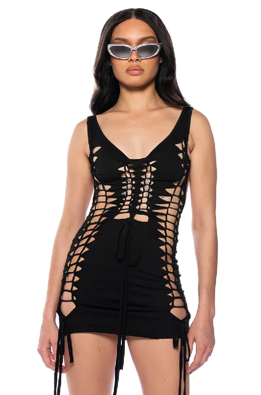 KATANA CUT OUT DETAIL MINI DRESS