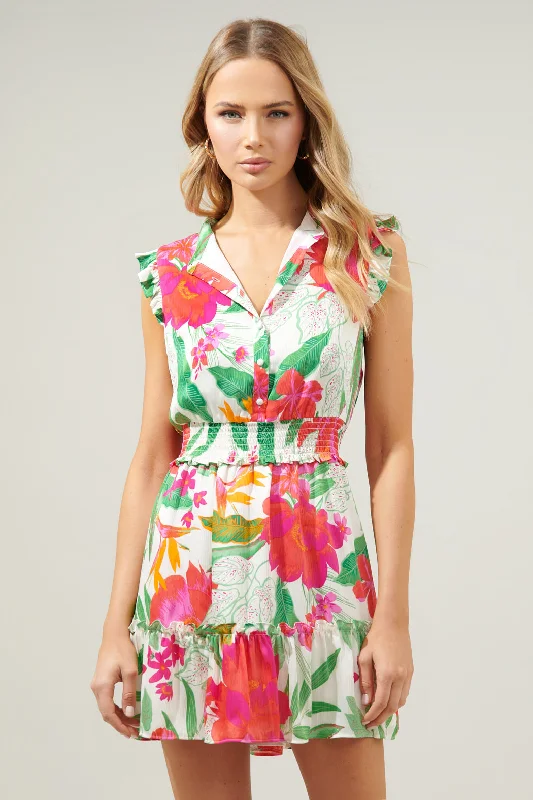 La Costa Tropics Merrick Sleeveless Button Front Mini Dress