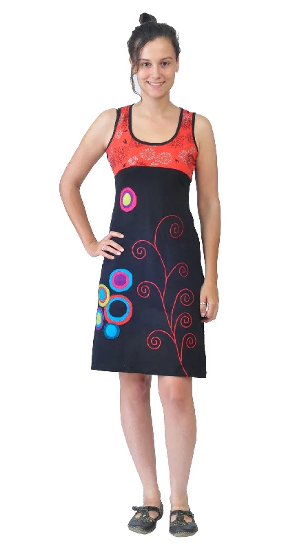 ladies-multicolored-sleevless-spiral-embroidery-and-patch-dress-lalupate