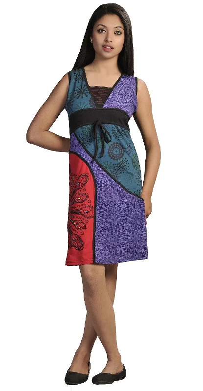 ladies-sleevless-dress-with-front-embroidery-peacock-hsd2003