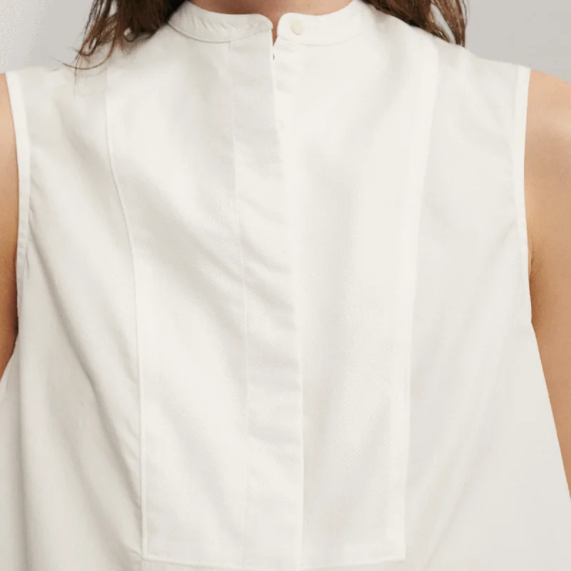 Laura - Organic Cotton Sleeveless Shirt | White