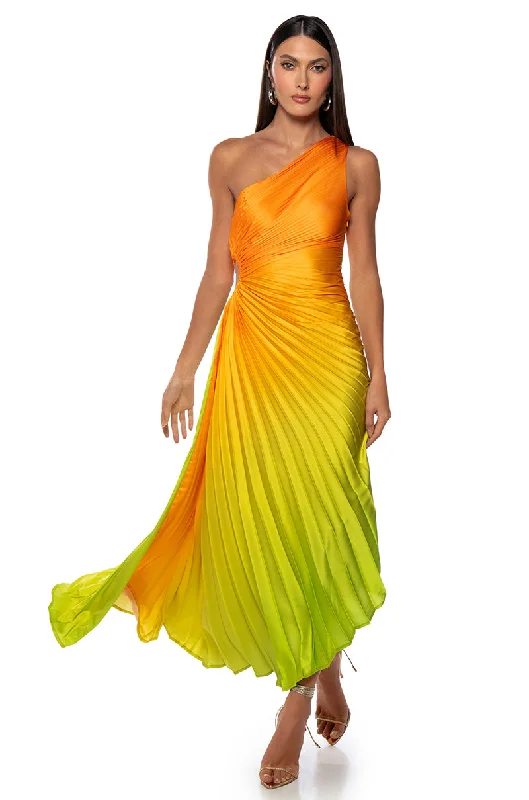 ON MY OWN WAVE OMBRE ONE SHOULDER MAXI DRESS