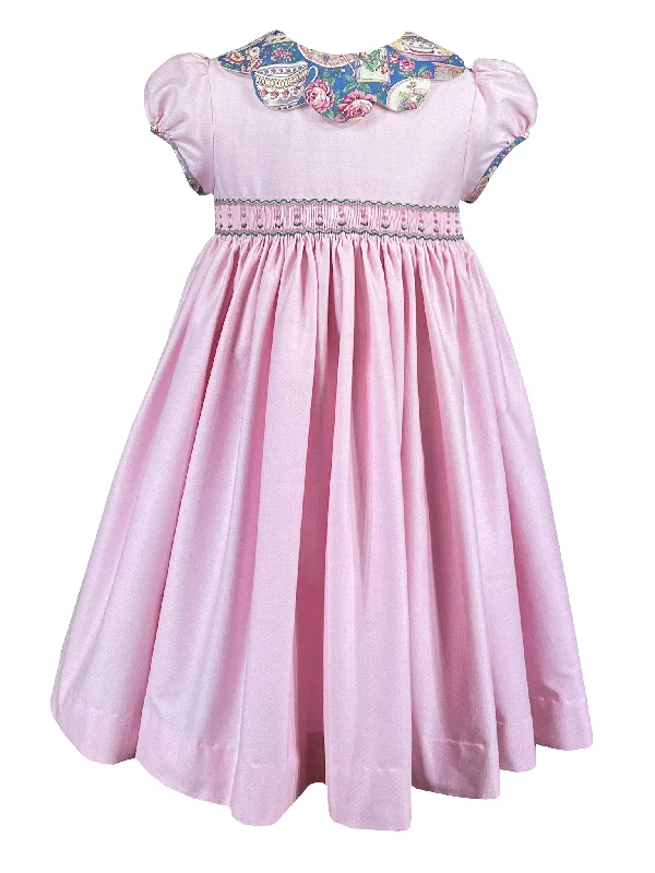 Pink Floral Tea Party Petal Collar Dress