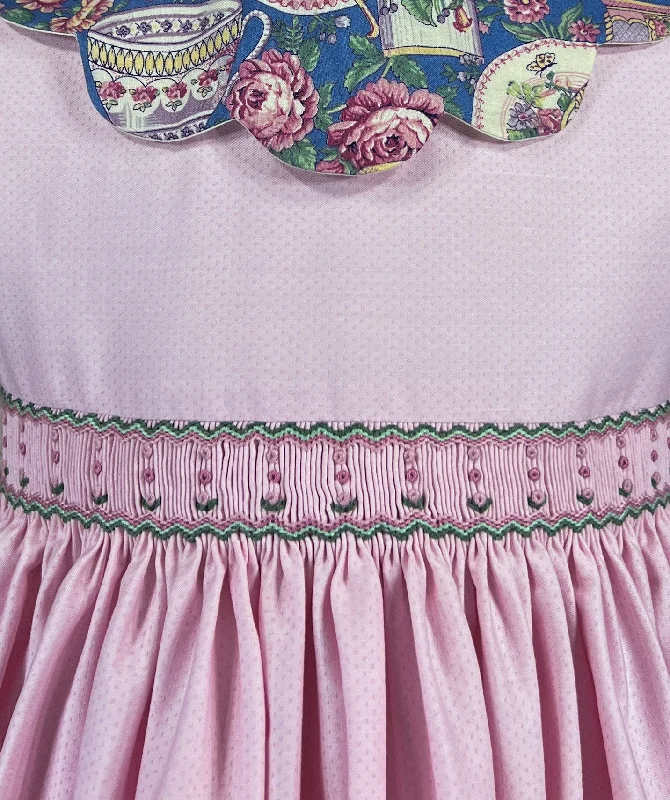 Pink Floral Tea Party Petal Collar Dress