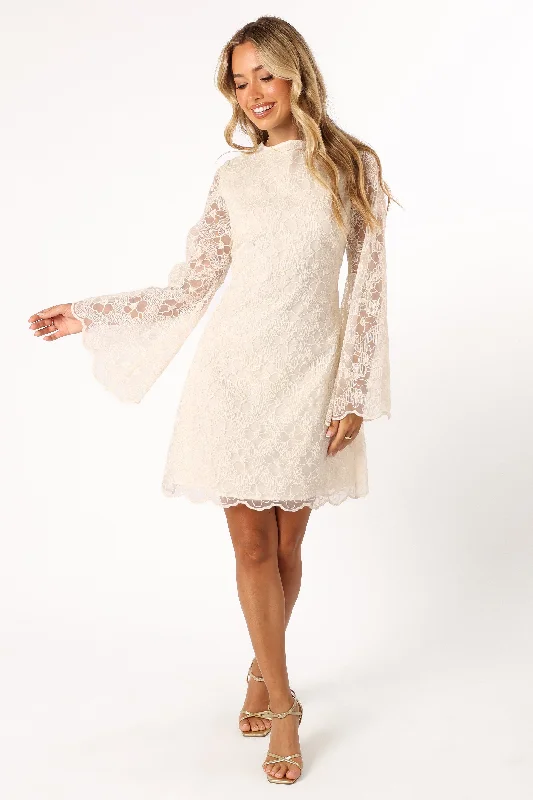 Quinn Bell Sleeve Mini Dress - Cream