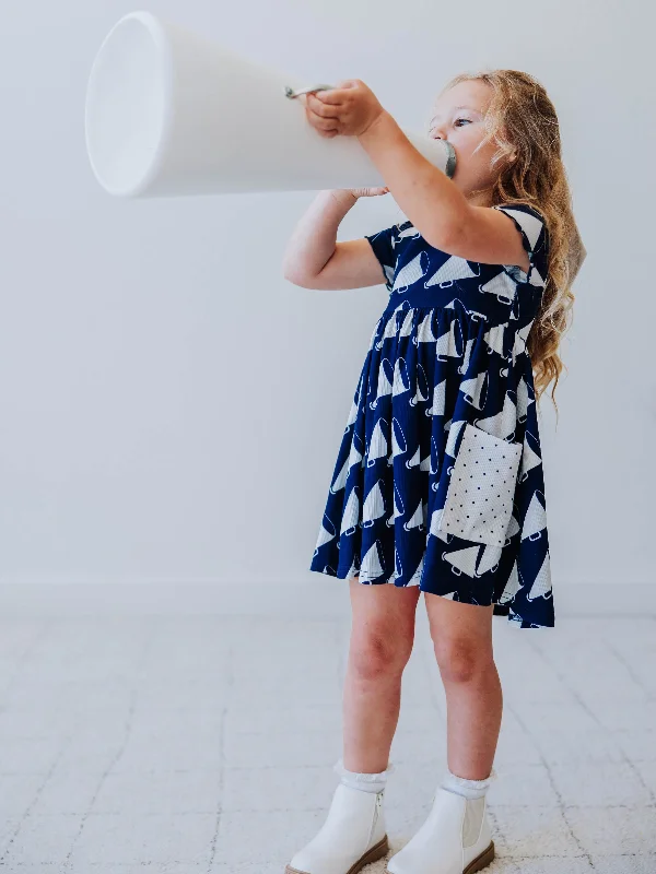 Ribbed Knit Dress - Cheer Squad Navy