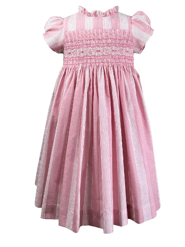 Rosewood Pink Striped Smocked Dress