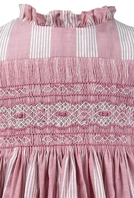 Rosewood Pink Striped Smocked Dress