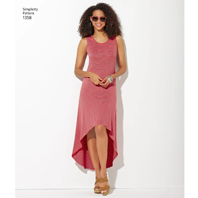 Simplicity Pattern 1358 Misses' Knit Dresses + Neckline Variations | EASY