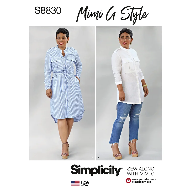 Simplicity Pattern 8830 Mimi G Misses'/Miss Petite Shirt Dress