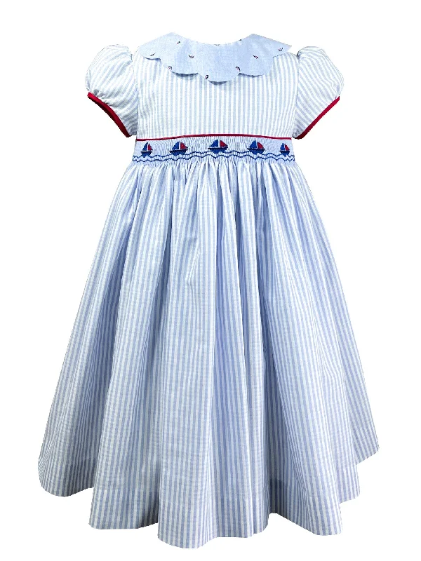 Sailing Boat Blue Striped Nautical Dress