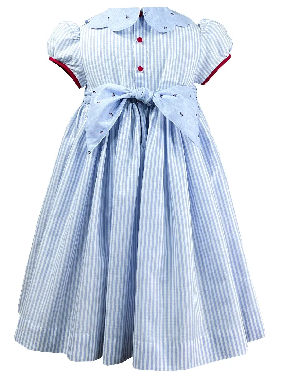 Sailing Boat Blue Striped Nautical Dress