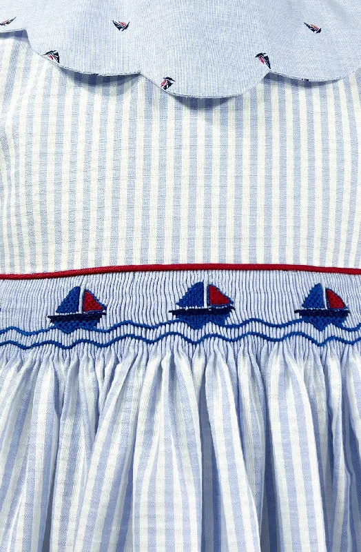 Sailing Boat Blue Striped Nautical Dress