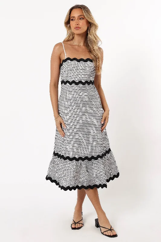 Savvy Midi Dress - Black/White