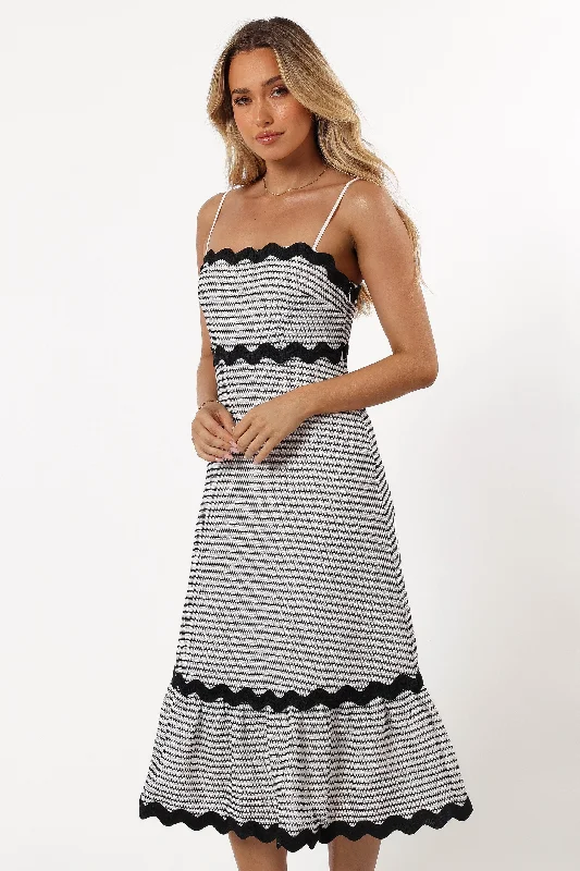 Savvy Midi Dress - Black/White