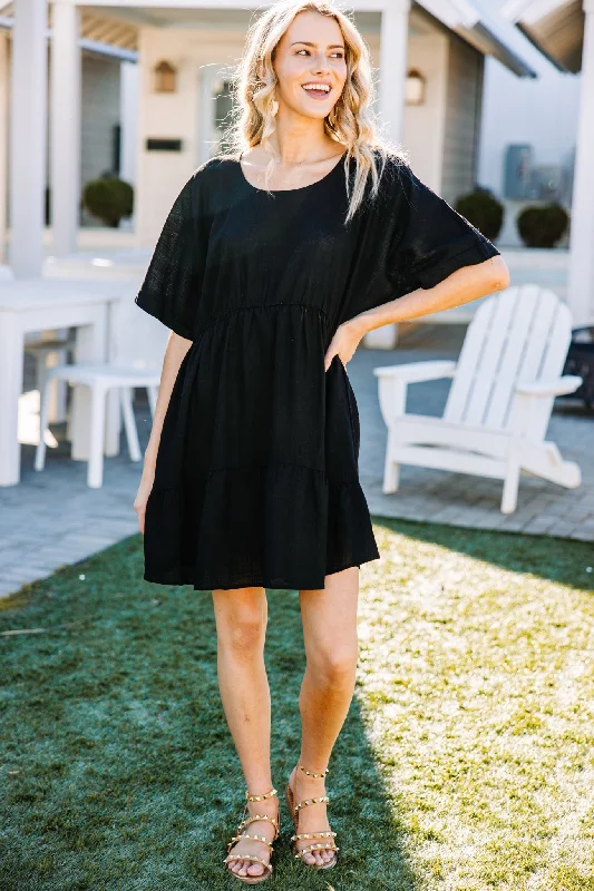 Show Your Heart Black Linen Dress