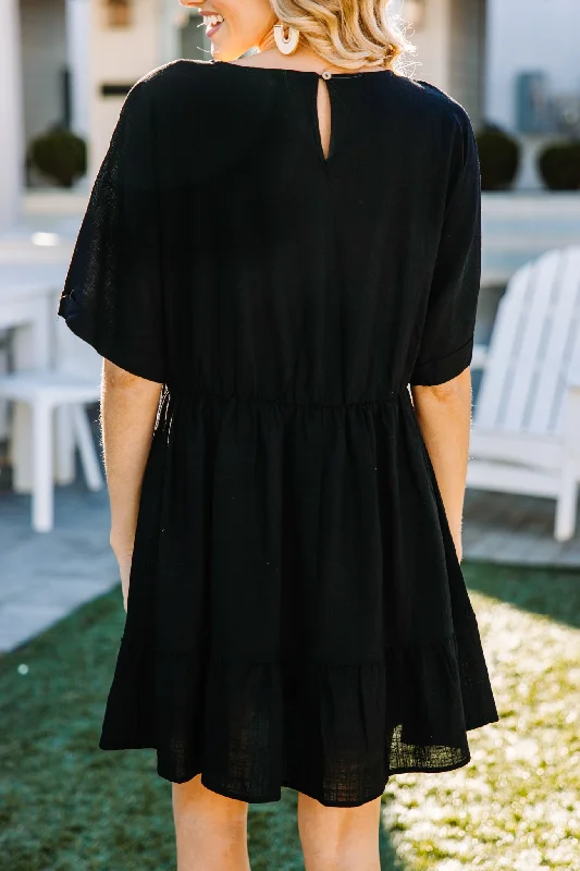 Show Your Heart Black Linen Dress