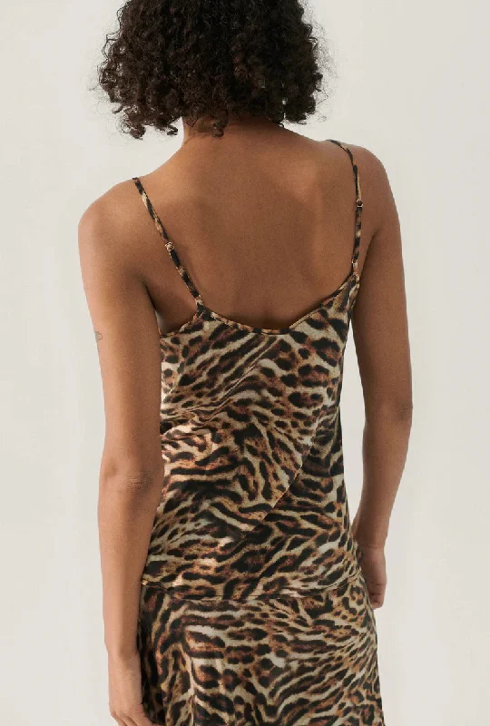 Silk Laundry Bias Cut Cami - Leopard