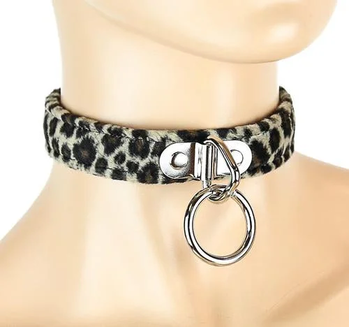 Tan Leopard Bondage Choker