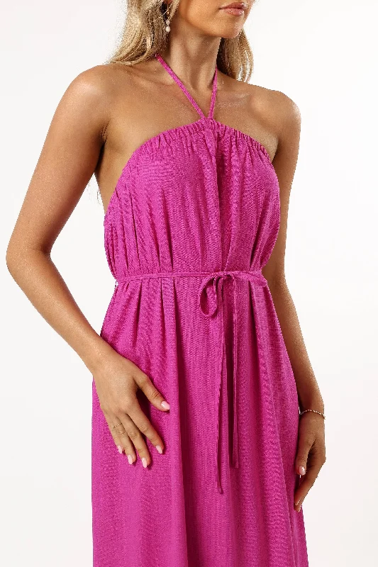 View Halterneck Maxi Dress - Magenta