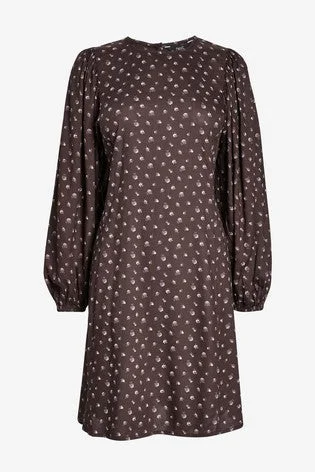 Volume Sleeve Mini Ditsy Dress