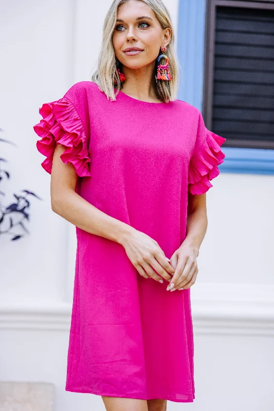 What A Vision Fuchsia Pink Ruffled Dress