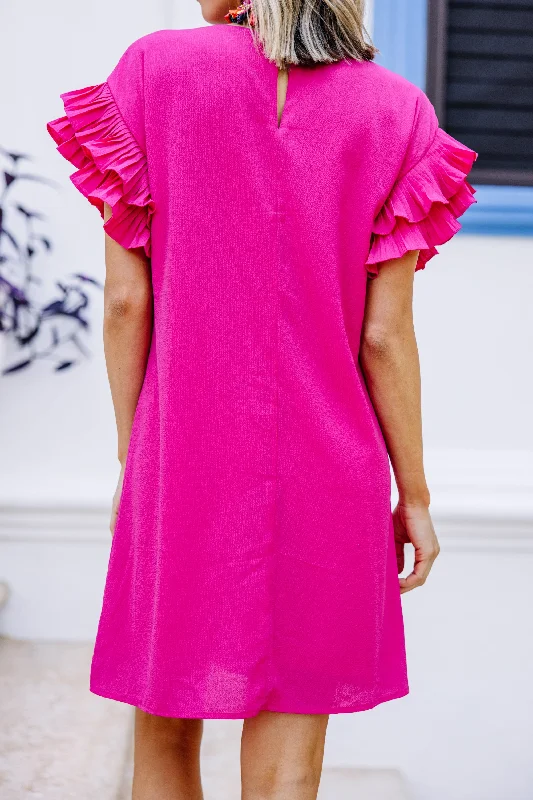 What A Vision Fuchsia Pink Ruffled Dress