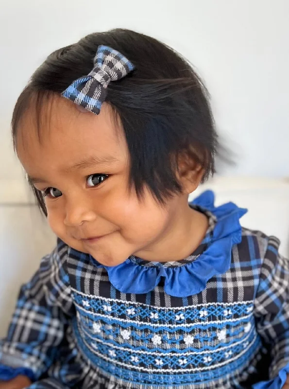 Winter Tartan and White Daisy Smocking Colombine Dress