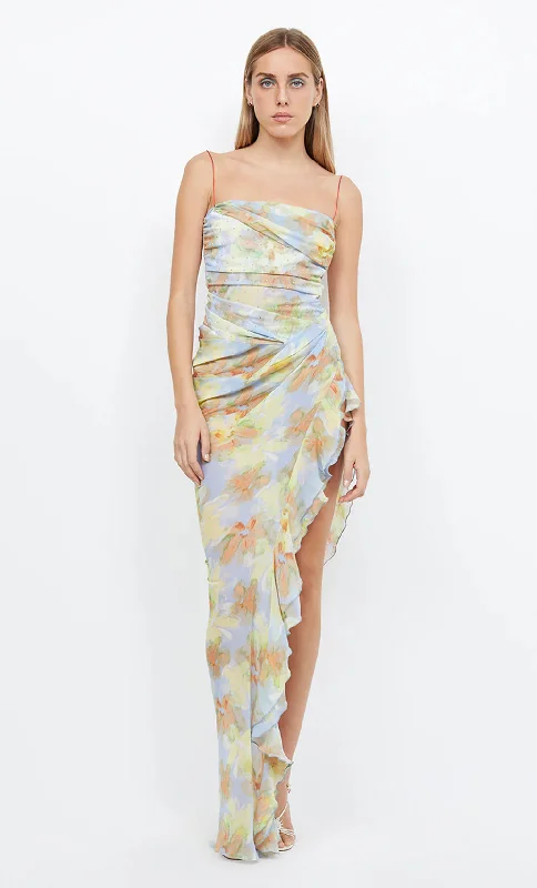 Hire Bec + Bridge Zephy Asym Dress in Blue Blossom