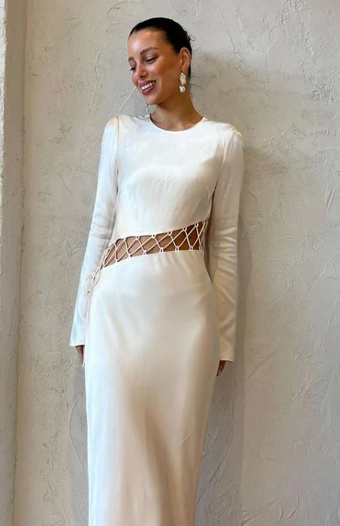 Hire SHONA JOY Arienzo Asymmetrical Lace Up Maxi Dress In Cream