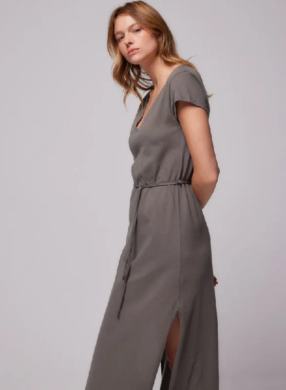 V Neck Dress Military