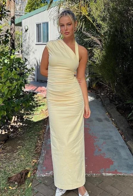 Hire SIR THE LABEL Giacomo Gathered Gown in Butter Yellow