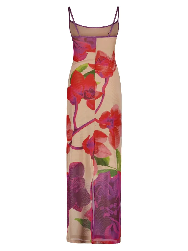 Hire WITH HARPER LU Slip Dress in Mesh Fuchsia Bloom