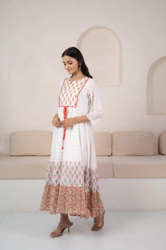 White Indo-western Dress for Women - 1pc set